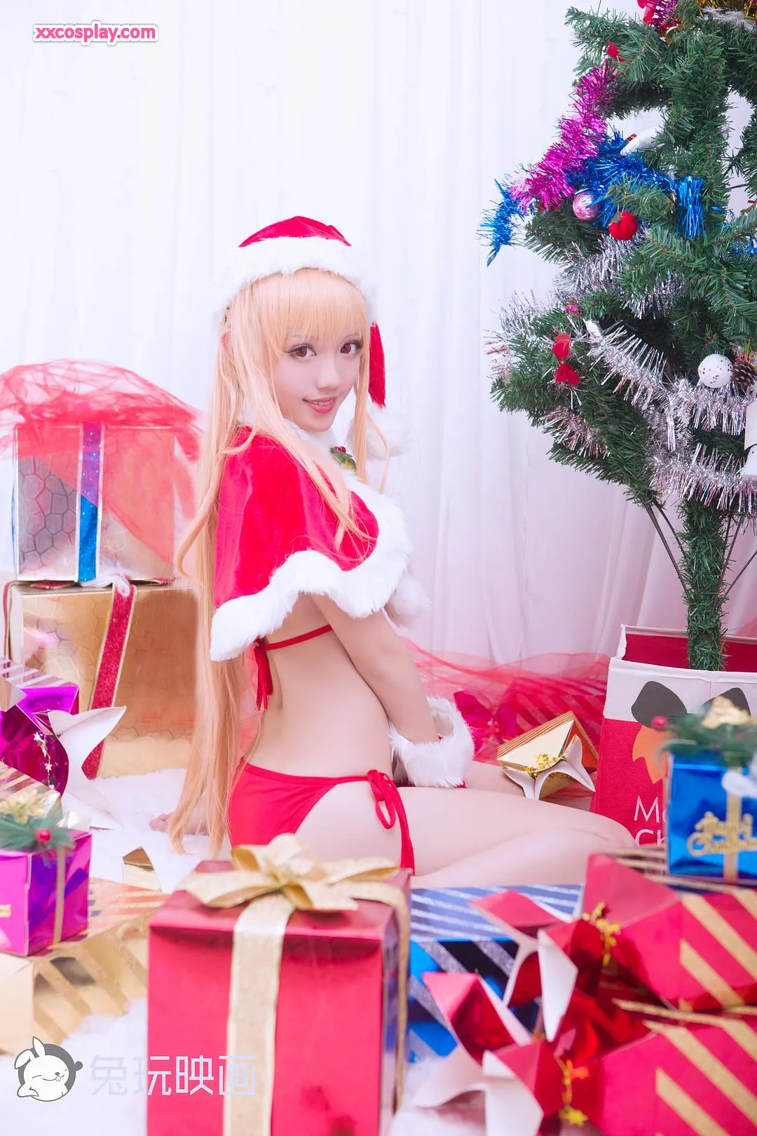 兔玩映画 - 小埋与海老名性感圣诞装Cosplay